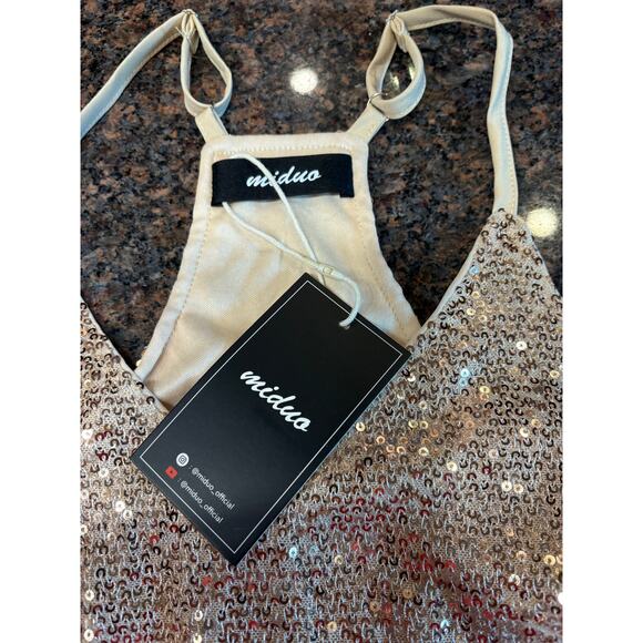 Gold Sequin V-Neck Cami Racerback Adjustable Straps Size XS NWT - Picture 12 of 13